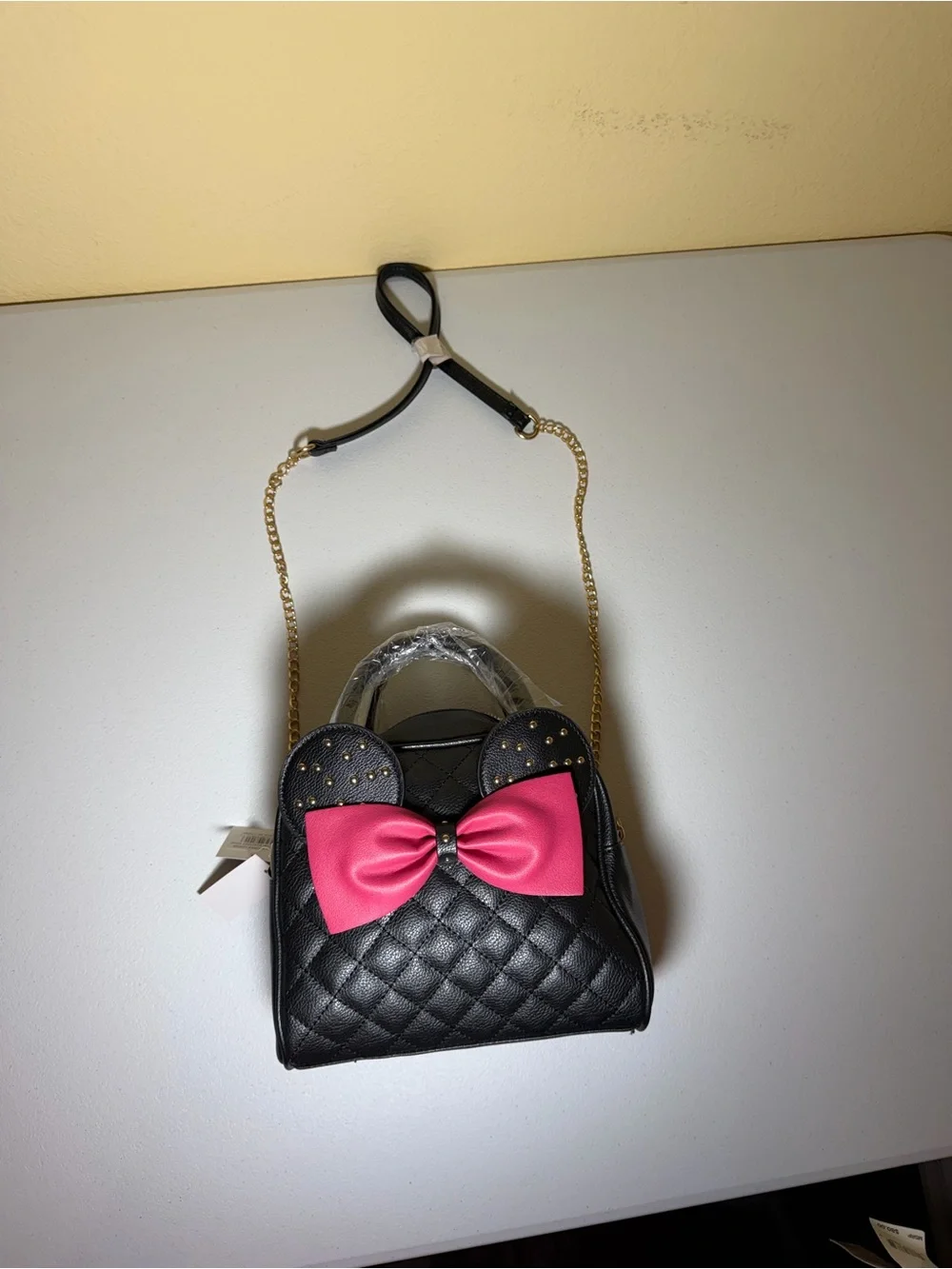 Olivia Miller Minnie Style Black Quilted Bow Crossbody Satchel NWT - Picture 5 of 12